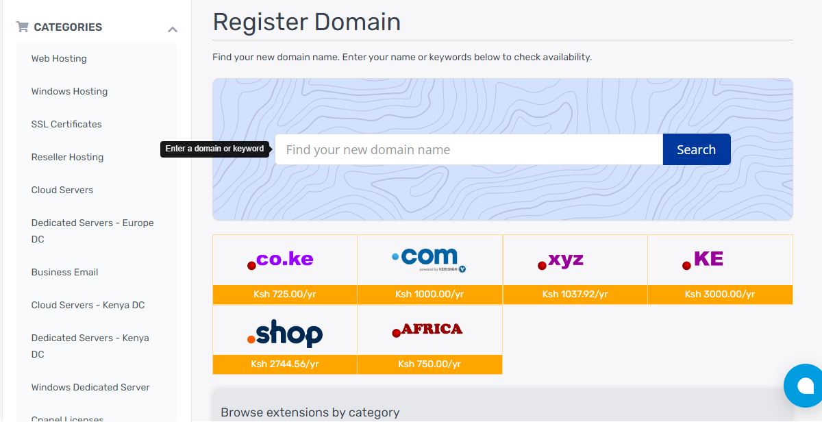 Truehost Free Domain Name Search Page